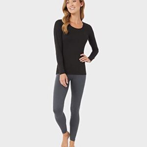 32 Degrees Women's Lightweight Baselayer Scoop Top | Long Sleeve | Form Fitting | 4-Way Stretch | Thermal, Black, Medium