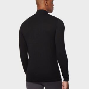 32 Degrees Men's Lightweight Baselayer Mock Top | Long Sleeve | Form Fitting | 4-Way Stretch | Thermal, Black, Large