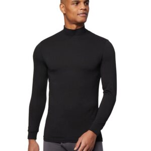 32 Degrees Men's Lightweight Baselayer Mock Top | Long Sleeve | Form Fitting | 4-Way Stretch | Thermal, Black, Large