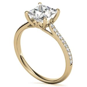 10K Solid Yellow Gold Handmade Engagement Ring, 2 CT Princess Cut Moissanite Diamond Solitaire Bridal/Wedding Ring for Women/Her, Minimalist Rings Anniversary Ring For Gifts (6.5)