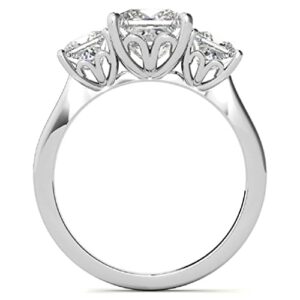 10K Solid White Gold Handmade Engagement Ring, 3 CT Princess Cut Moissanite Diamond Solitaire Bridal/Wedding Ring for Women/Her, Minimalist Ring Anniversary Ring For Gifts (11)