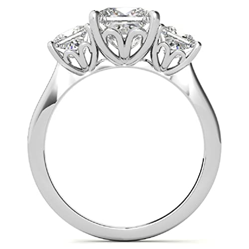 10K Solid White Gold Handmade Engagement Ring, 3 CT Princess Cut Moissanite Diamond Solitaire Bridal/Wedding Ring for Women/Her, Minimalist Ring Anniversary Ring For Gifts (11)