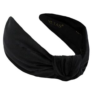 yetasi velvet black headbands women, headbands girls headbands trendy, womens headbands are knotted headbands for women's hair, cute headbands for women, top knot fashion designer headband