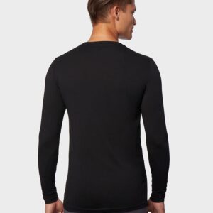 32 Degrees Men's Lightweight Baselayer V-Neck Top | Long Sleeve | Form Fitting | 4-Way Stretch | Thermal, Black, Large