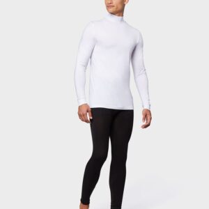 32 Degrees Men's Lightweight Baselayer Mock Top | Long Sleeve | Form Fitting | 4-Way Stretch | Thermal, White, X-Large