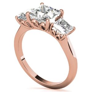 10K Solid Rose Gold Handmade Engagement Ring, 2 CT Princess Cut Moissanite Diamond Solitaire Bridal/Wedding Ring for Women/Her, Minimalist Ring Anniversary Ring For Gifts (4)