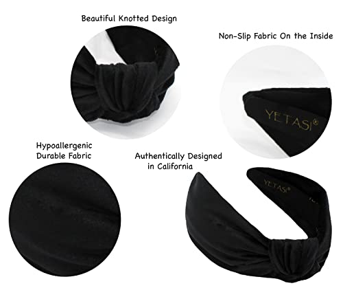 YETASI Velvet Black Headbands Women, Headbands Girls Headbands Trendy, Womens Headbands are Knotted Headbands for Women's Hair, Cute Headbands for Women, Top Knot Fashion Designer Headband