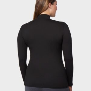 32 Degrees Women's Lightweight Baselayer Mock Top | Long Sleeve | Form Fitting | 4-Way Stretch | Thermal, Black, Large