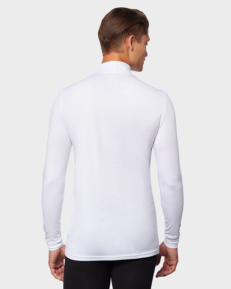 32 Degrees Men's Lightweight Baselayer Mock Top | Long Sleeve | Form Fitting | 4-Way Stretch | Thermal, White, X-Large