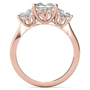 10K Solid Rose Gold Handmade Engagement Ring, 2 CT Princess Cut Moissanite Diamond Solitaire Bridal/Wedding Ring for Women/Her, Minimalist Ring Anniversary Ring For Gifts (4)