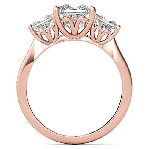 10K Solid Rose Gold Handmade Engagement Ring, 2 CT Princess Cut Moissanite Diamond Solitaire Bridal/Wedding Ring for Women/Her, Minimalist Ring Anniversary Ring For Gifts (4)