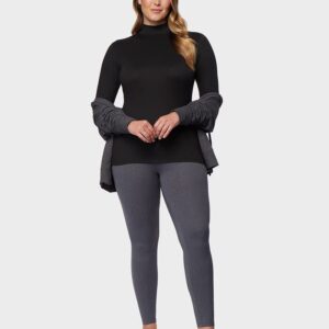 32 Degrees Women's Lightweight Baselayer Mock Top | Long Sleeve | Form Fitting | 4-Way Stretch | Thermal, Black, Large