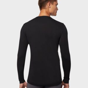 32° Degrees Men's Lightweight Baselayer Crew Top | Long Sleeve | Form Fitting | 4-Way Stretch | Thermal, Black, Large