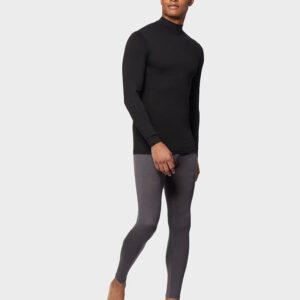 32 Degrees Men's Lightweight Baselayer Mock Top | Long Sleeve | Form Fitting | 4-Way Stretch | Thermal, Black, Large