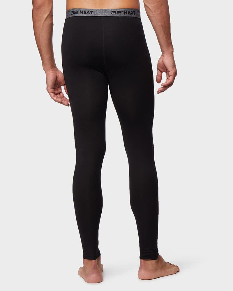 32° Degrees Men's Lightweight Baselayer Legging | Form Fitting | 4-Way Stretch | Thermal, Black, Medium