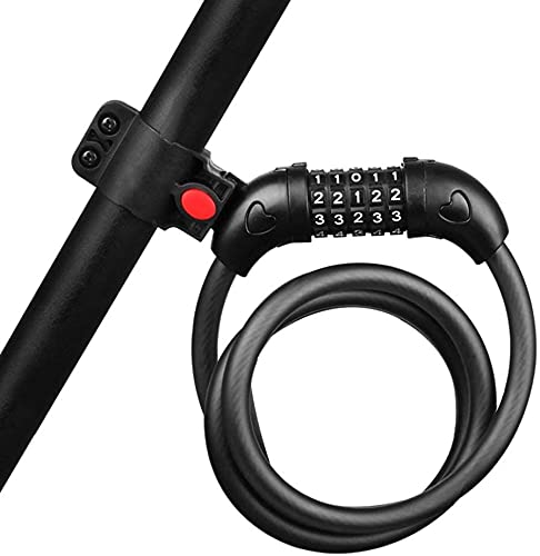 VIGAT Bicycle Lock 5-Digit Code Anti-Theft Combination Bicycle Steel Cable Lock for Motorcycles, Bicycles, Fences, Doors (Size:125cm)