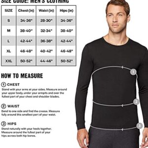 32 Degrees Men's Lightweight Baselayer V-Neck Top | Long Sleeve | Form Fitting | 4-Way Stretch | Thermal, Black, Large