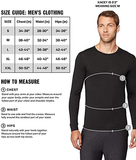 32 Degrees Men's Lightweight Baselayer V-Neck Top | Long Sleeve | Form Fitting | 4-Way Stretch | Thermal, Black, Large