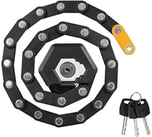 vigat bicycle lock chain 26-section folding lock, zinc alloy, anti-theft lock, suitable for mountain bikes, electric cars, motorcycles, with 3 keys