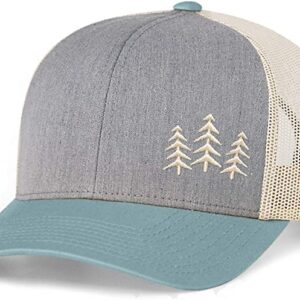 44N, Snapback Trucker Hat, Tree (Heather Grey/Smoke Blue/Beige)