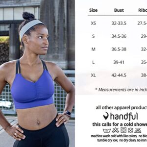 Handful Double Down Women's Medium Impact Sports Bra, Removable Pad Inserts, Wire Free, Cross Back, Strappy Yoga Bra, Smoke Show, Small