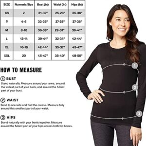 32 Degrees Women's Lightweight Baselayer Scoop Top | Long Sleeve | Form Fitting | 4-Way Stretch | Thermal, Black, Medium