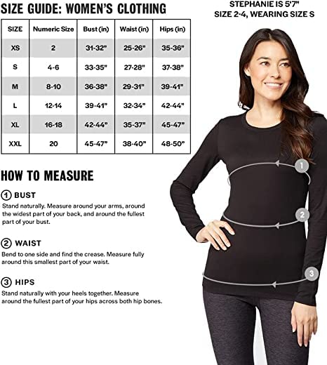 32 Degrees Women's Lightweight Baselayer Scoop Top | Long Sleeve | Form Fitting | 4-Way Stretch | Thermal, Black, Medium