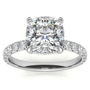 10K Solid White Gold Handmade Engagement Ring, 2 CT Cushion Cut Moissanite Diamond Solitaire Bridal/Wedding Rings for Women/Her, Minimalist Ring Anniversary Ring For Gifts (7)