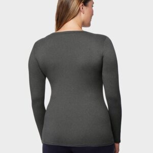 32 Degrees Women's Lightweight Baselayer Crew Top | Long Sleeve | Form Fitting | 4-Way Stretch | Thermal, Charcoal Heather, Medium