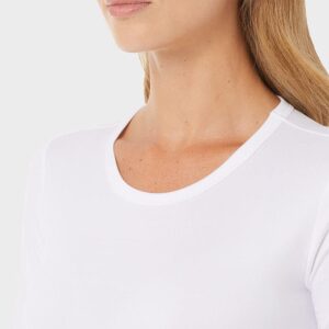 32 Degrees Women's Lightweight Baselayer Crew Top | Long Sleeve | Form Fitting | 4-Way Stretch | Thermal, White, Medium