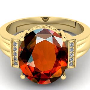 LMDPRAJAPATIS 9.25 Carat Natural Garnet Stone Statement Gold Adjustable Ring For Men And Women