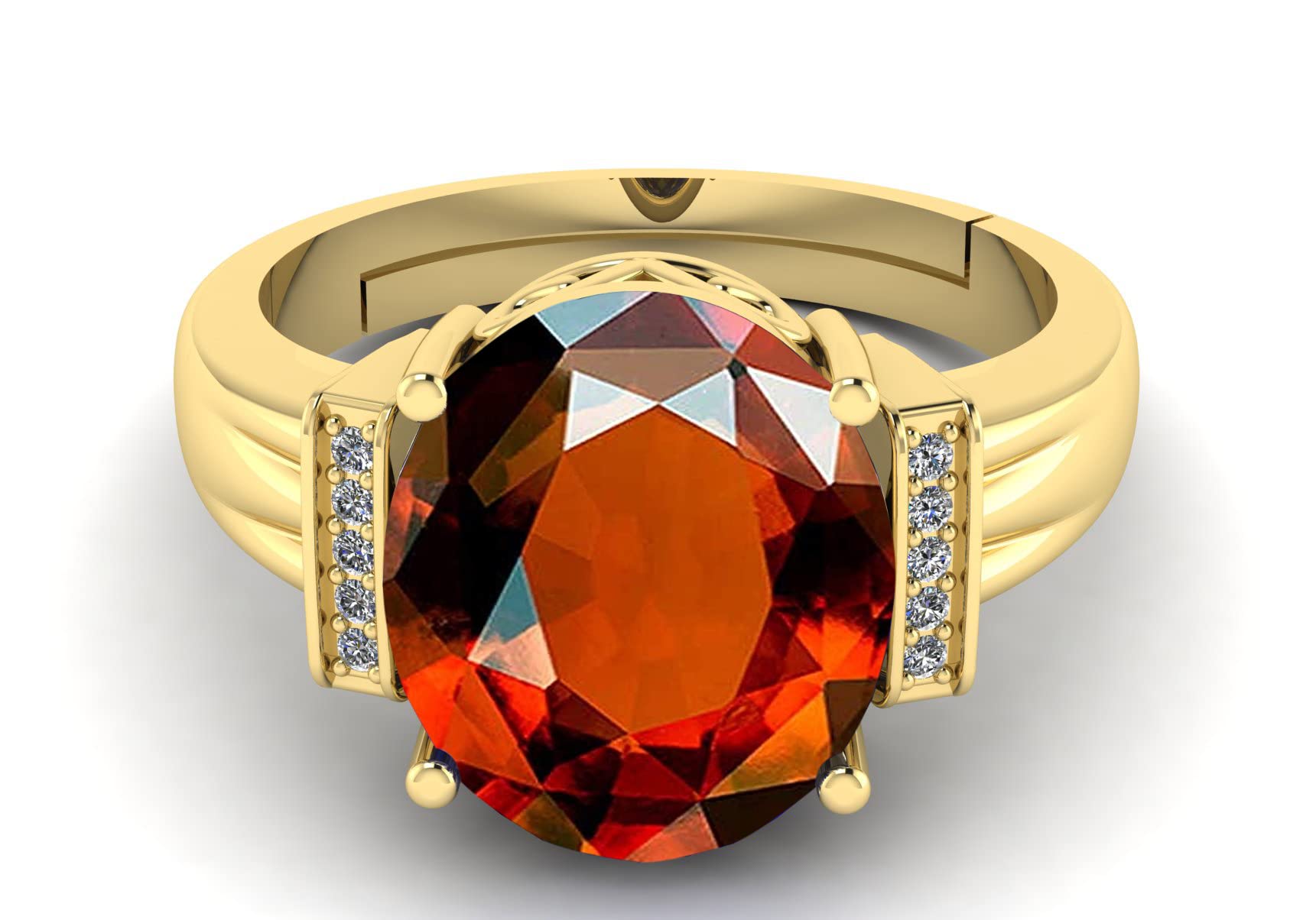 LMDPRAJAPATIS 9.25 Carat Natural Garnet Stone Statement Gold Adjustable Ring For Men And Women