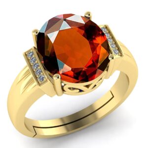 LMDPRAJAPATIS 9.25 Carat Natural Garnet Stone Statement Gold Adjustable Ring For Men And Women