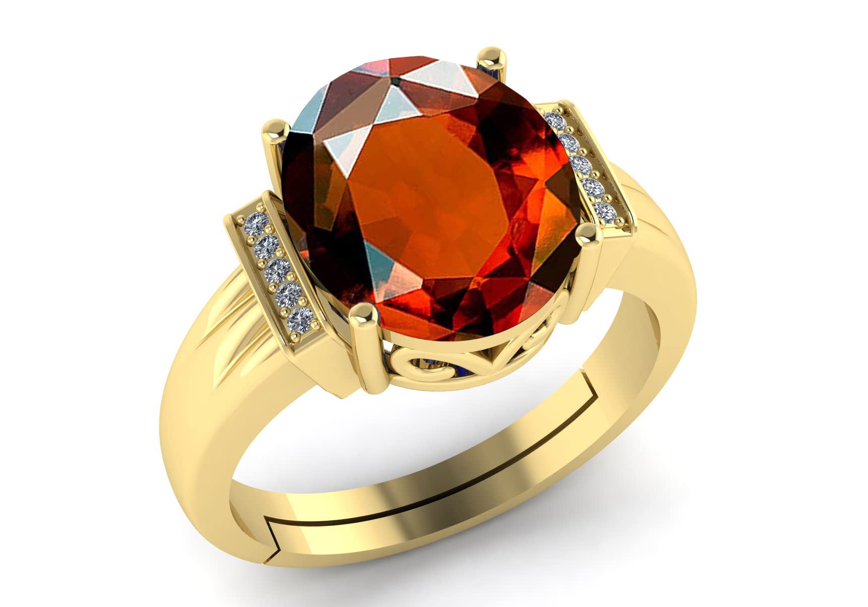 LMDPRAJAPATIS 9.25 Carat Natural Garnet Stone Statement Gold Adjustable Ring For Men And Women