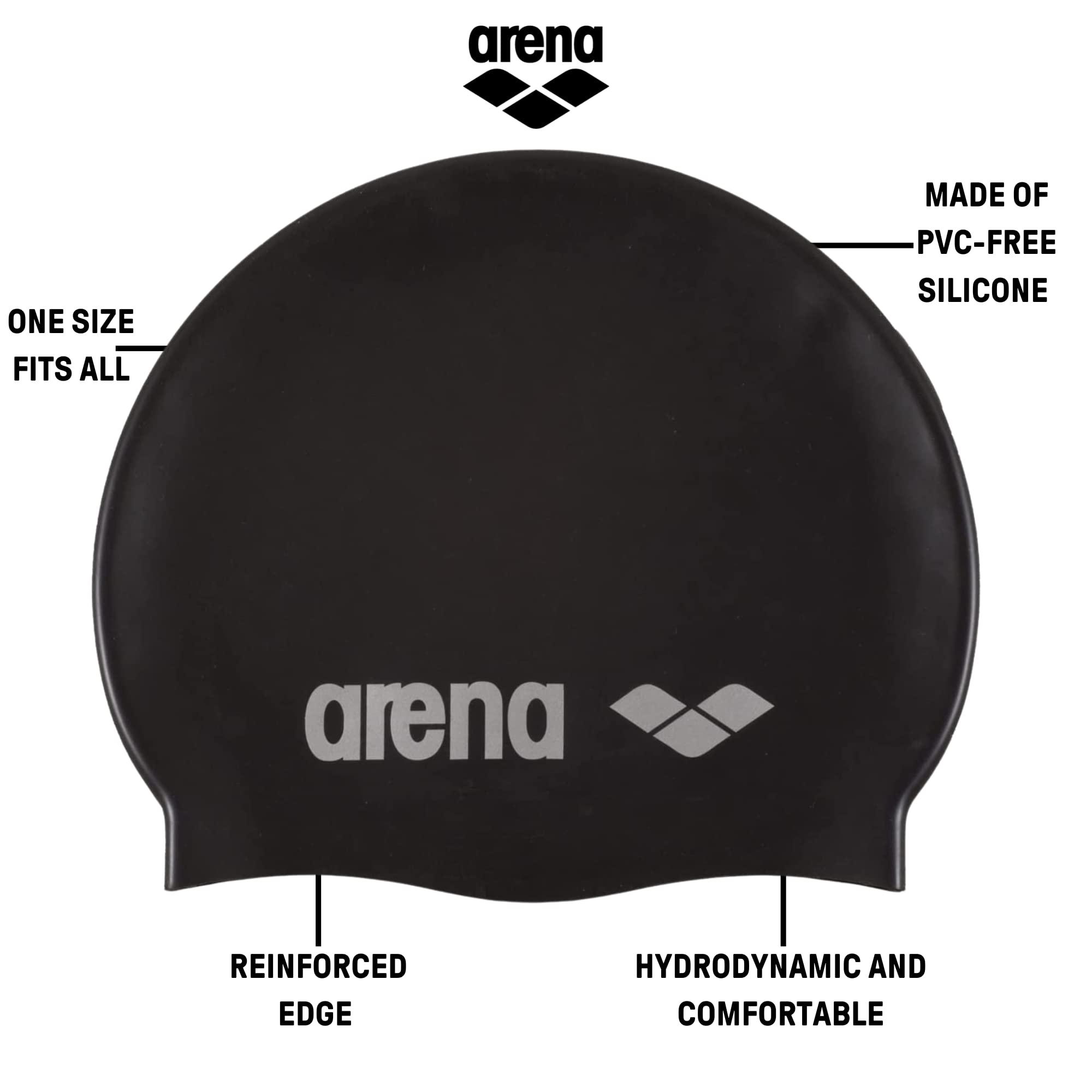 Arena HD Unisex Elastic Silicone Swim Cap for Adults, Training Water Sports Fitness Swimming Gear, Chlorine Protection Pool Hat, Ice Cream, One Size