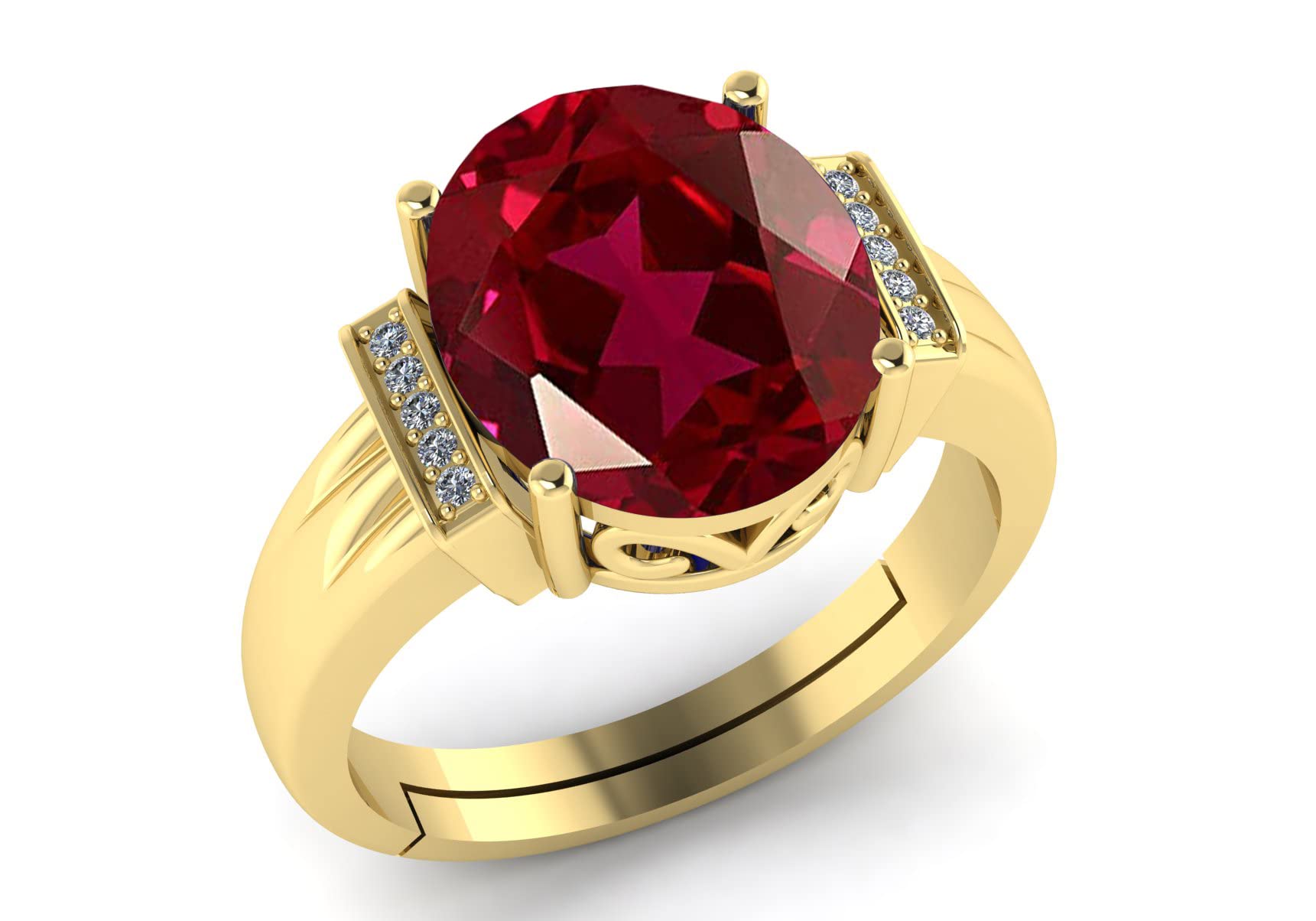 LMDPRAJAPATIS 7.25 Carat Red Ruby Birthstone Gold Plated Adjustable Ring For Men And Women