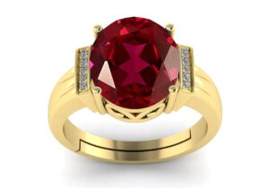 lmdprajapatis 7.25 carat red ruby birthstone gold plated adjustable ring for men and women