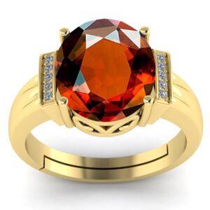 LMDPRAJAPATIS 9.25 Carat Natural Garnet Stone Statement Gold Adjustable Ring For Men And Women