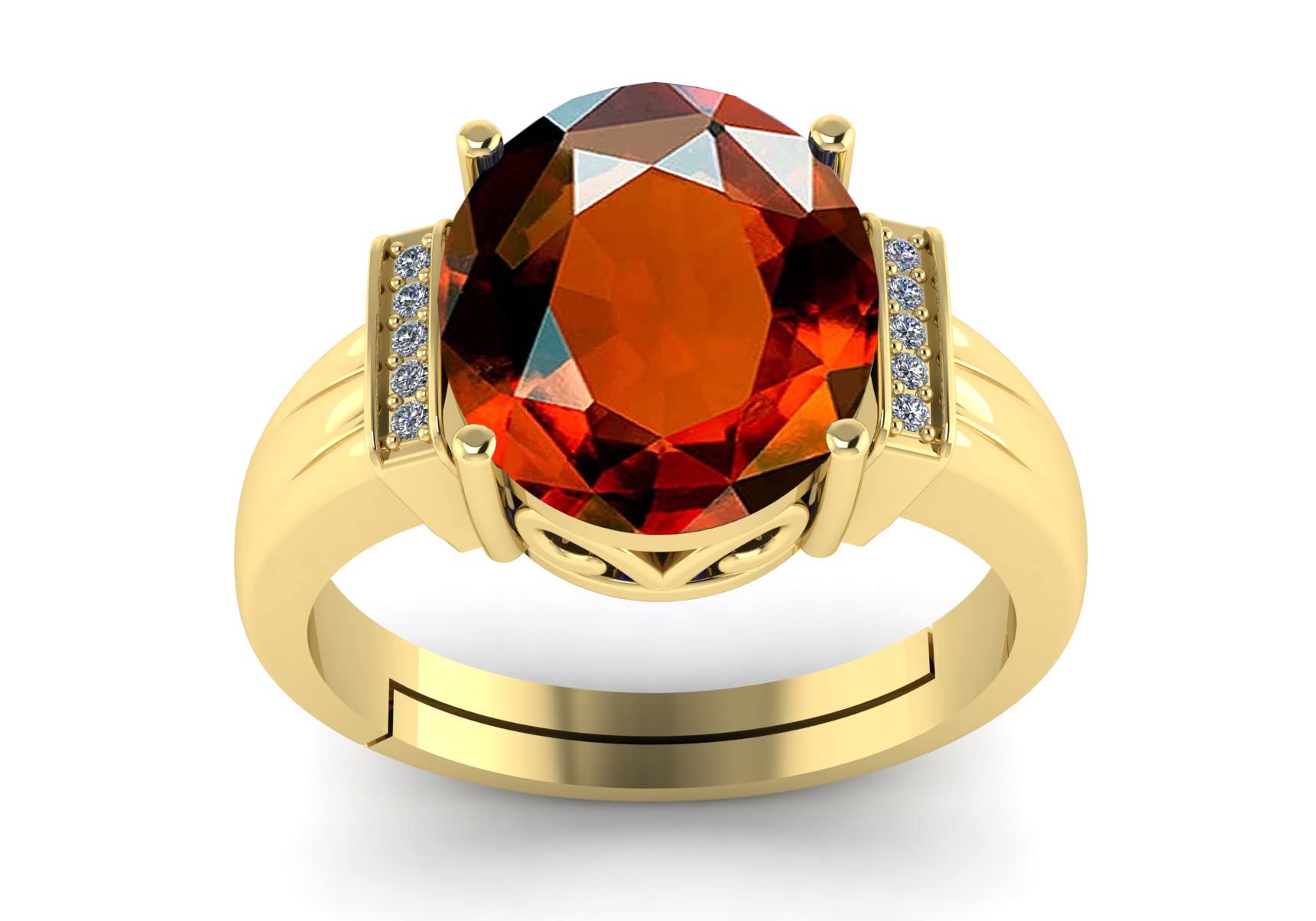 LMDPRAJAPATIS 9.25 Carat Natural Garnet Stone Statement Gold Adjustable Ring For Men And Women