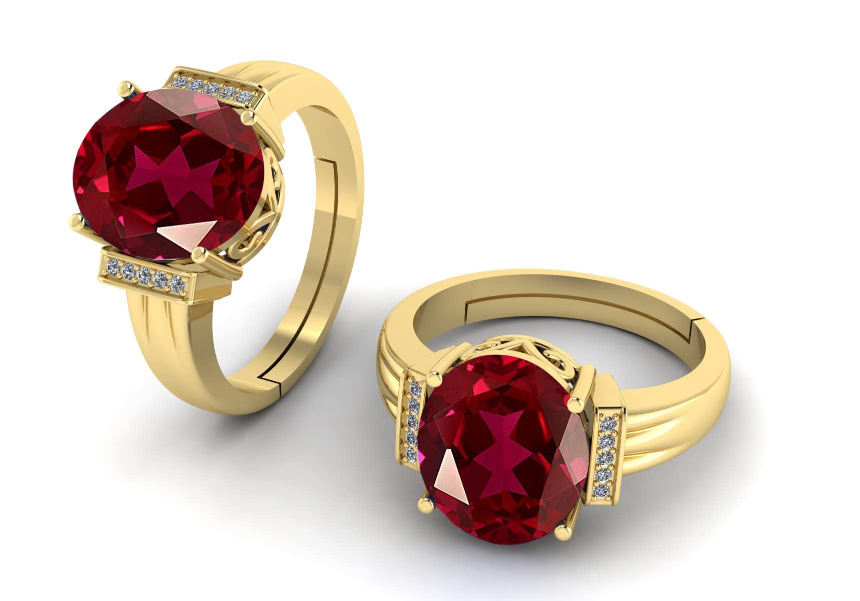 LMDPRAJAPATIS 7.25 Carat Red Ruby Birthstone Gold Plated Adjustable Ring For Men And Women