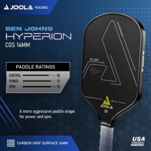 JOOLA Ben Johns Hyperion CGS 14mm Pickleball Paddle - Textured Carbon Grip Surface Technology for Spin & Control with Added Power - Polypropylene Honeycomb Core Pickleball Racket