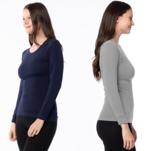 Sexy Basics Womens Ultra Soft Midweight Baselayer Top | All Season Thermal Scoop Neck Long Sleeve Shirt | Multi Packs