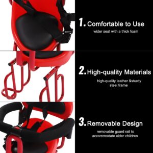 RibasuBB Rear Mounted Kids Bike Seat Attachment for Adult Bike with Seat Cushion,Rear Child Bike Seat Suitable for Aged 6 Months to 6 Years,Red