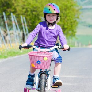 Toddler Helmet, Bienbee Kids Bike Helmet Skateboard Helmets for Bicycle Balance Bike Scooter for Girls Kids Age 3-5-8-14 Years, Rainbow S