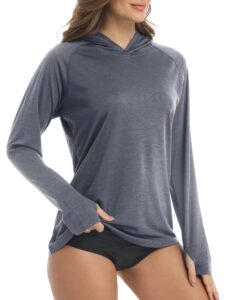 kefitevd hoodie lightweight shirts for women quick dry long sleeve shirts sun protection performance dry-fit shirts active athletic t-shirt dark grey