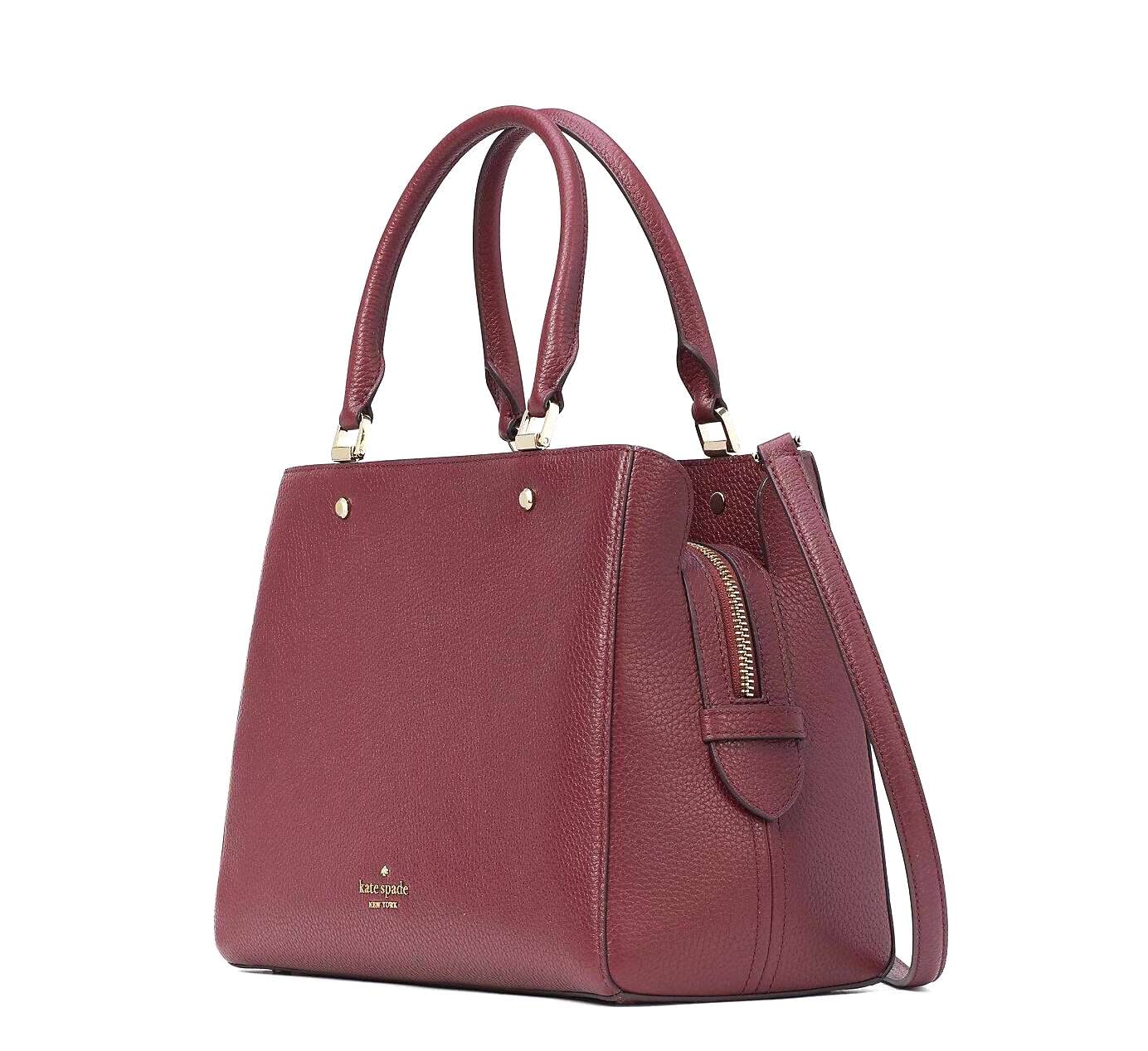 Kate Spade New York Kate Spade Leila Medium Triple Compartment Satchel Crossbody Bag Purse Handbag (Cherrywood)