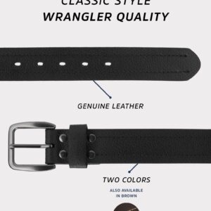 Wrangler Men’s Leather Embossed Logo Casual Every Day Belt for Jeans, Khakis Black 36