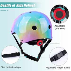 Toddler Helmet, Bienbee Kids Bike Helmet Skateboard Helmets for Bicycle Balance Bike Scooter for Girls Kids Age 3-5-8-14 Years, Rainbow S