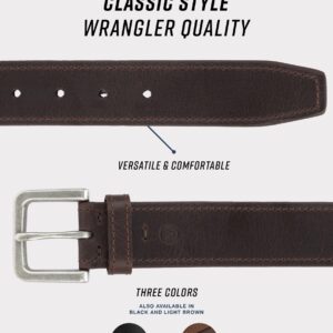 Wrangler Men’s Leather Country Casual Every Day Dress Belt for Jeans, Khakis Brown 34