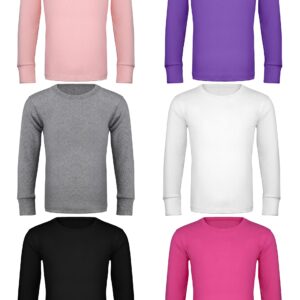 Cooraby 6 Pack Girls Boys Athletic Performance Long Sleeve Shirt Tops Kids Thermal Stretch Undershirt Moisture Wicking Top